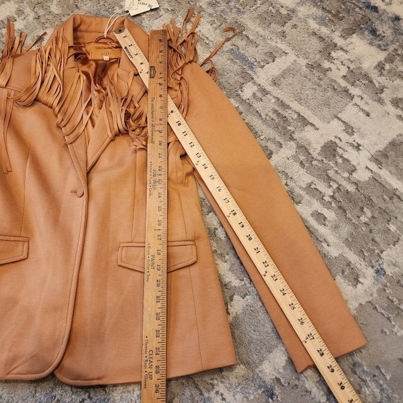 NWT Blank NYC Tan Ponte Fringe Blazer Jacket Women's Size XS - Picture 11 of 16